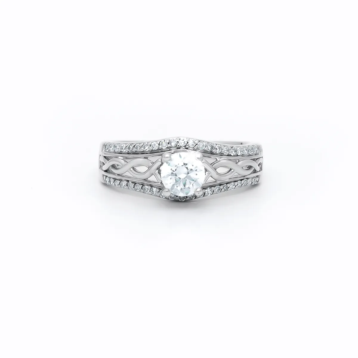 Celtic Knot Diamond Engagement and Wedding Ring Set