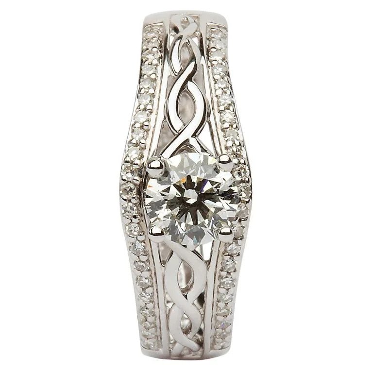 Celtic Knot Diamond Engagement and Wedding Ring Set