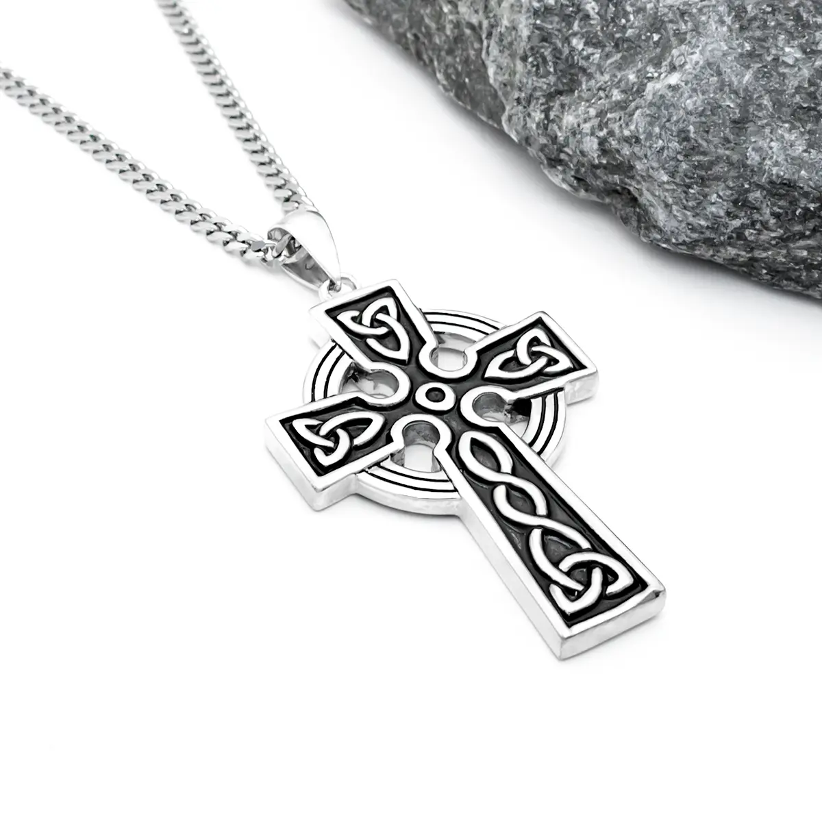 Celtic Cross Pendant in Oxidized Sterling Silver 