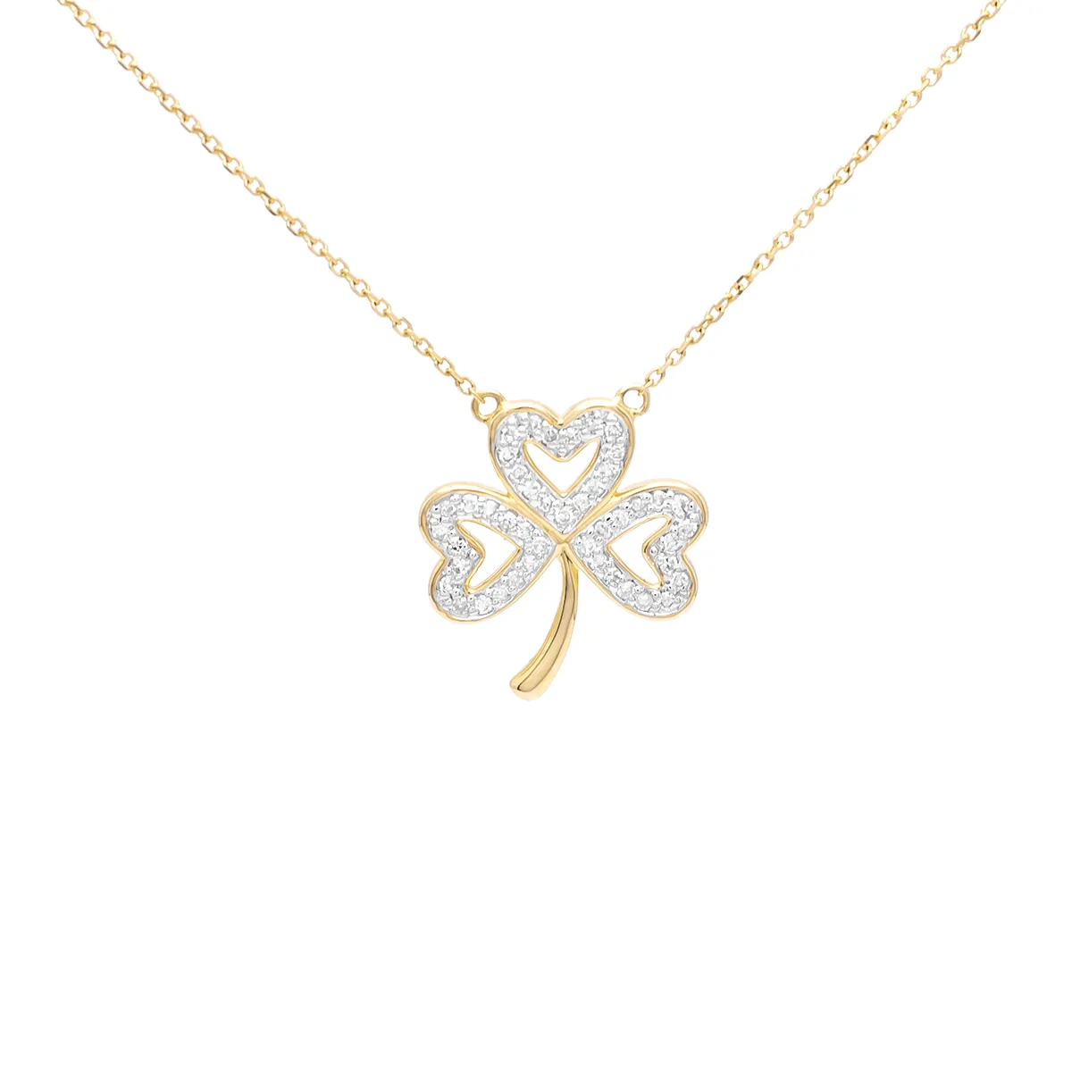 14k Gold Diamond Shamrock Necklace Photo 7 