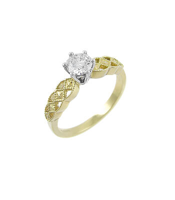 Celtic Solitaire Ring Crafted In 14k Yellow Gold, Set With A Single Stone Brilliant Cut Diamond