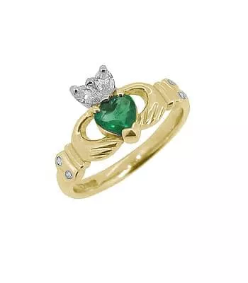 Two Tone Gold Irish Claddagh Heart Hands and Crown Ladies Ring (JL# R8615)  - Jewelry Liquidation