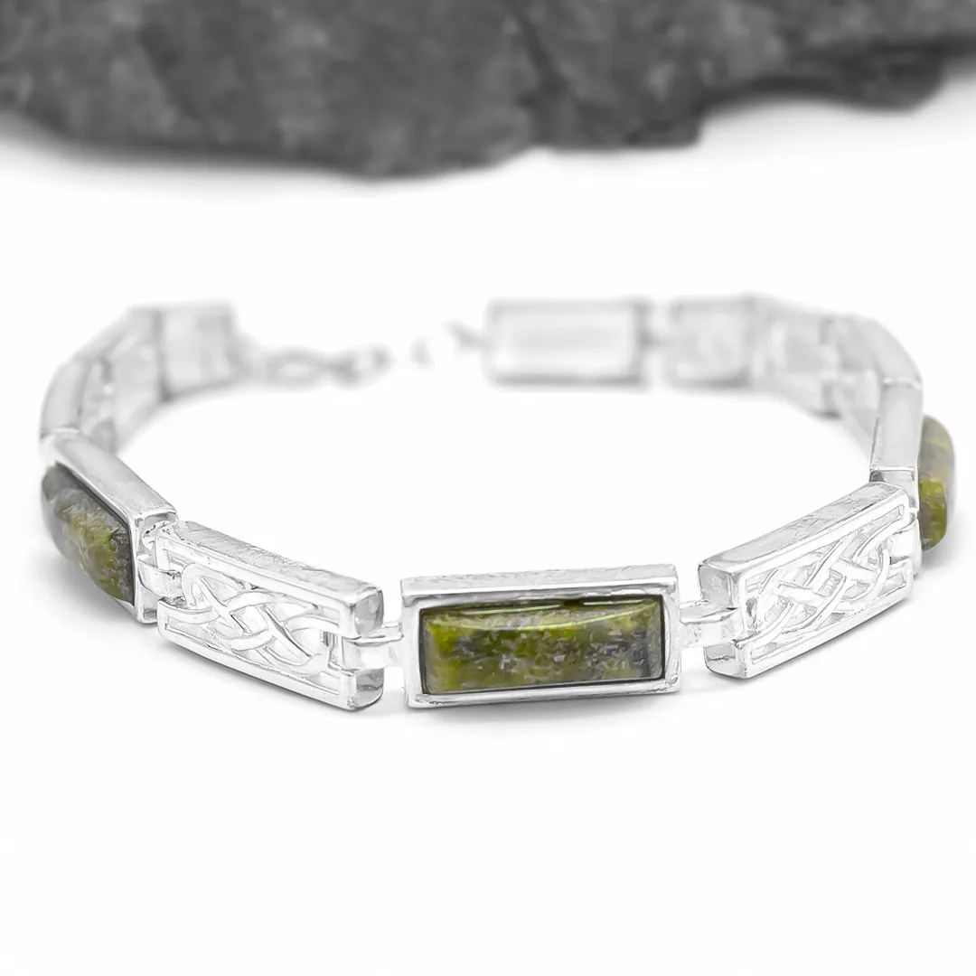 Connemara Marble Sterling Silver Celtic Knot Bracelet