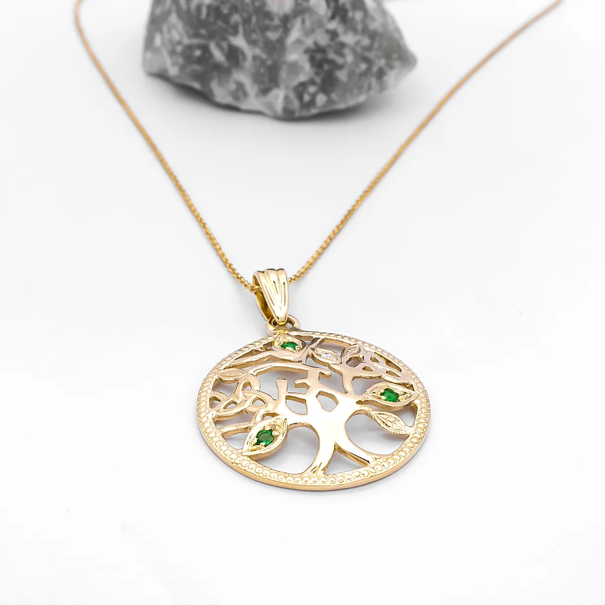 Yellow Gold Tree Of Life Pendant On Chain