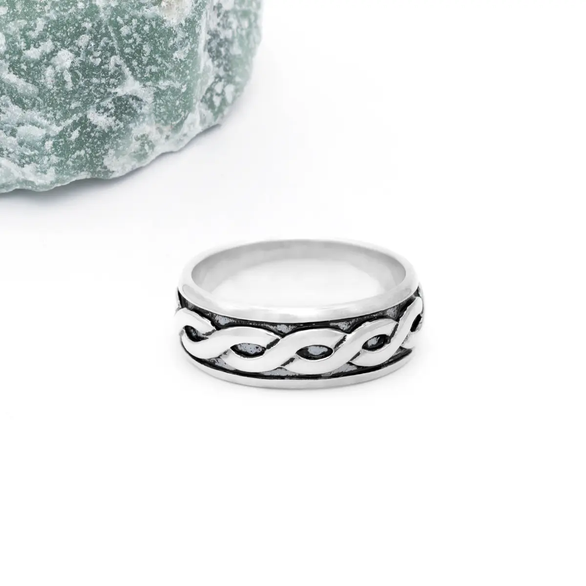 Mens Oxidized Sterling Silver Celtic Knot Ring...