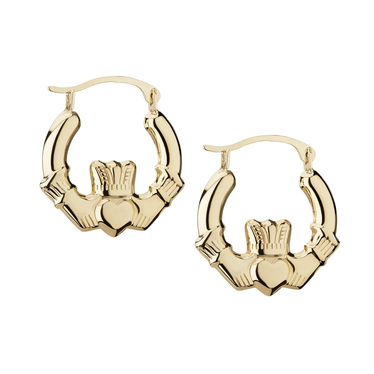 10k Gold Claddagh Small Creole Hoop Earrings
