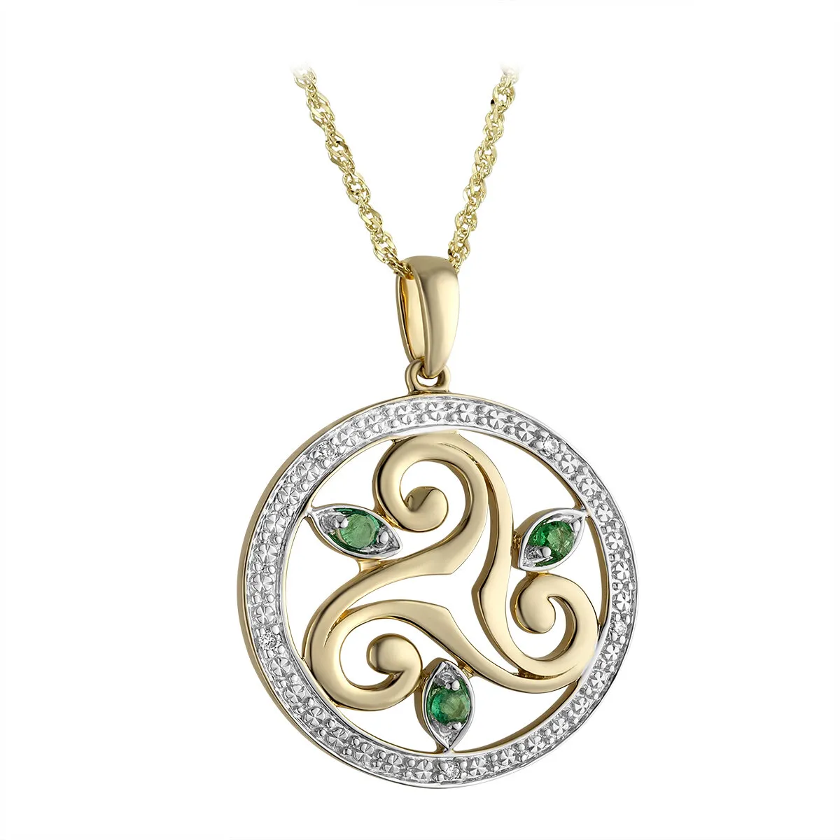 14k Gold Celtic Spiral Emerald Pendant
