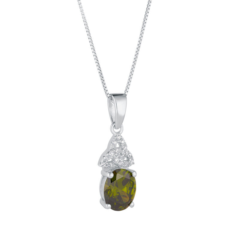 August Birthstone Trinity Knot Necklace in Sterling Silver...