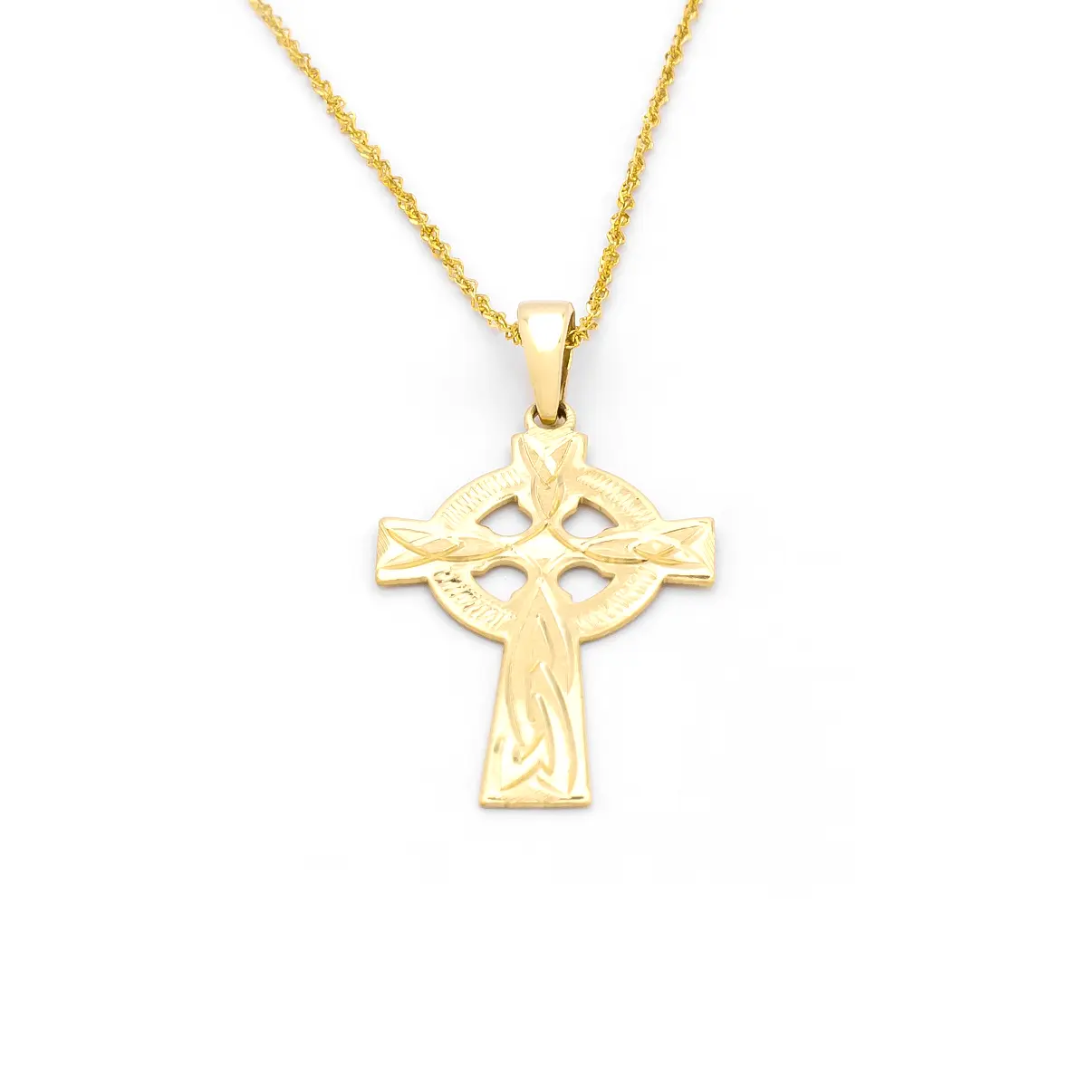 Hand Engraved 14k Gold Celtic Cross Pendant Photo 5 