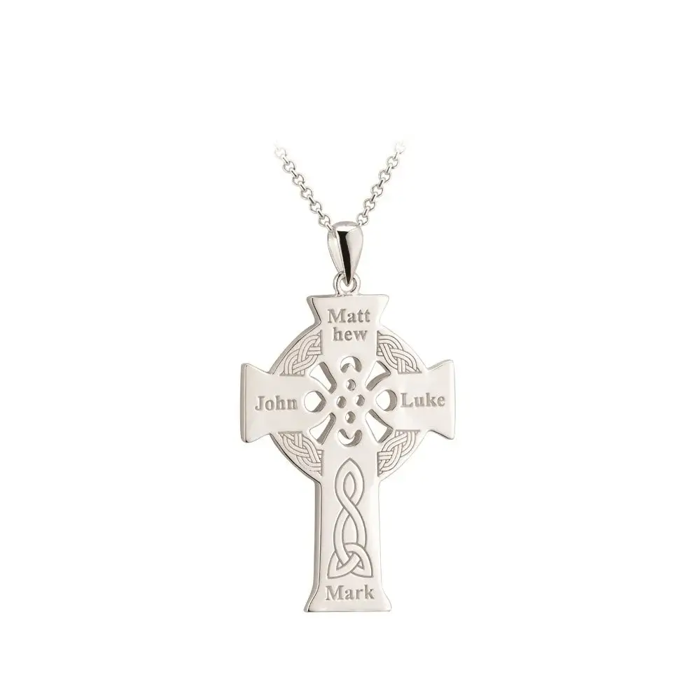 Sterling Silver Large Celtic Cross Four Apostles Pendant Photo 9 