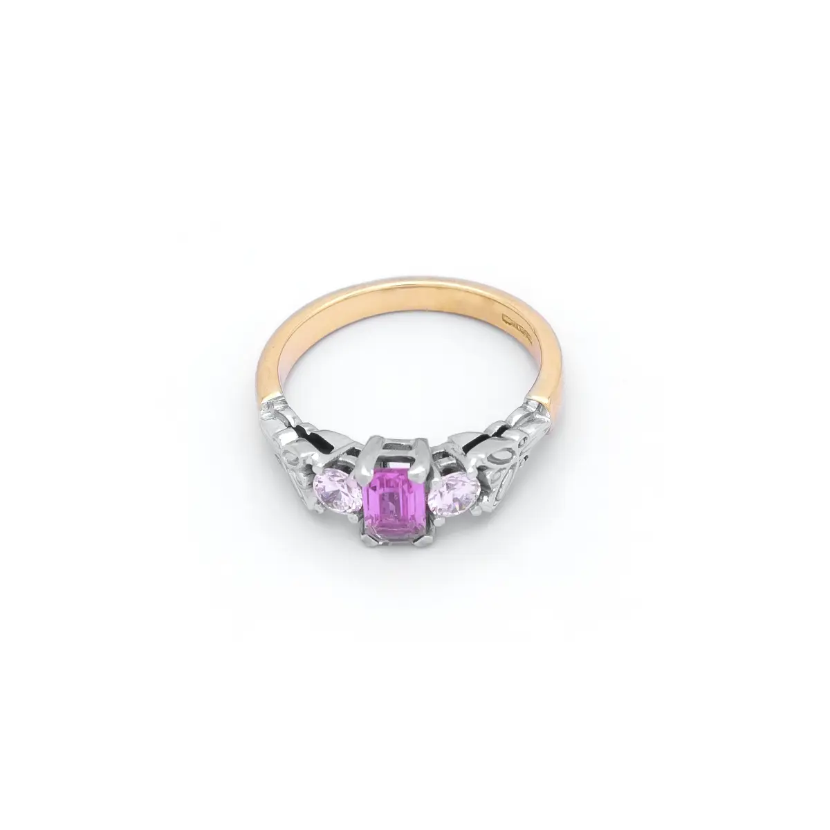 Pink Sapphire and Diamond Trinity Knot Engagement Ring in 14k Gold Photo 5 