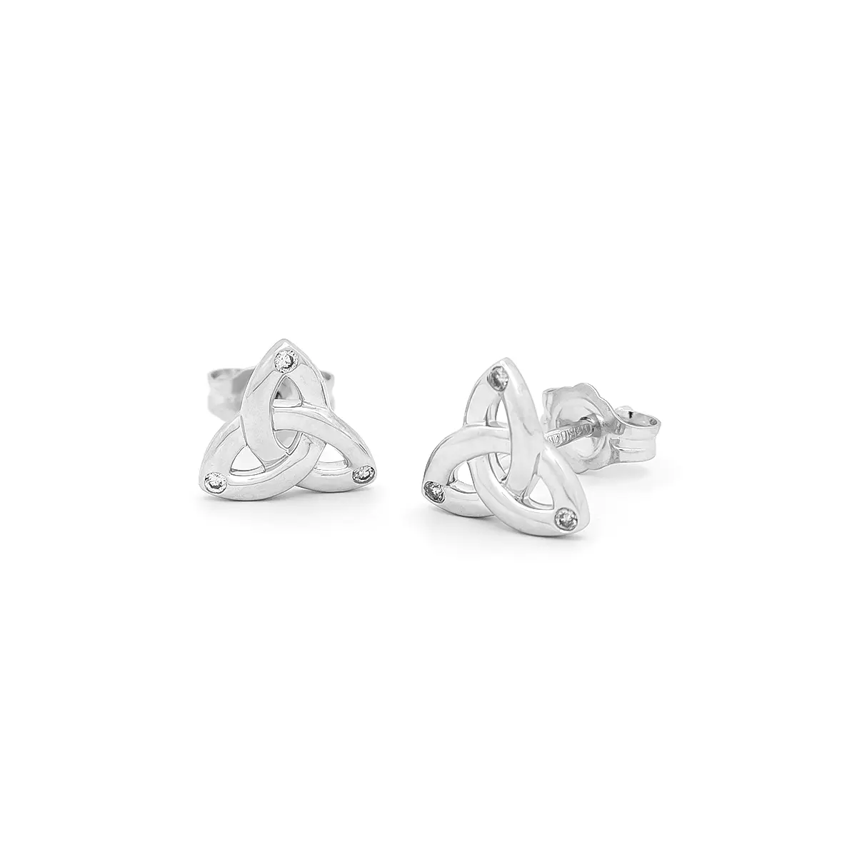 14k White Gold Diamond Trinity Knot Stud Earrings Photo 3 