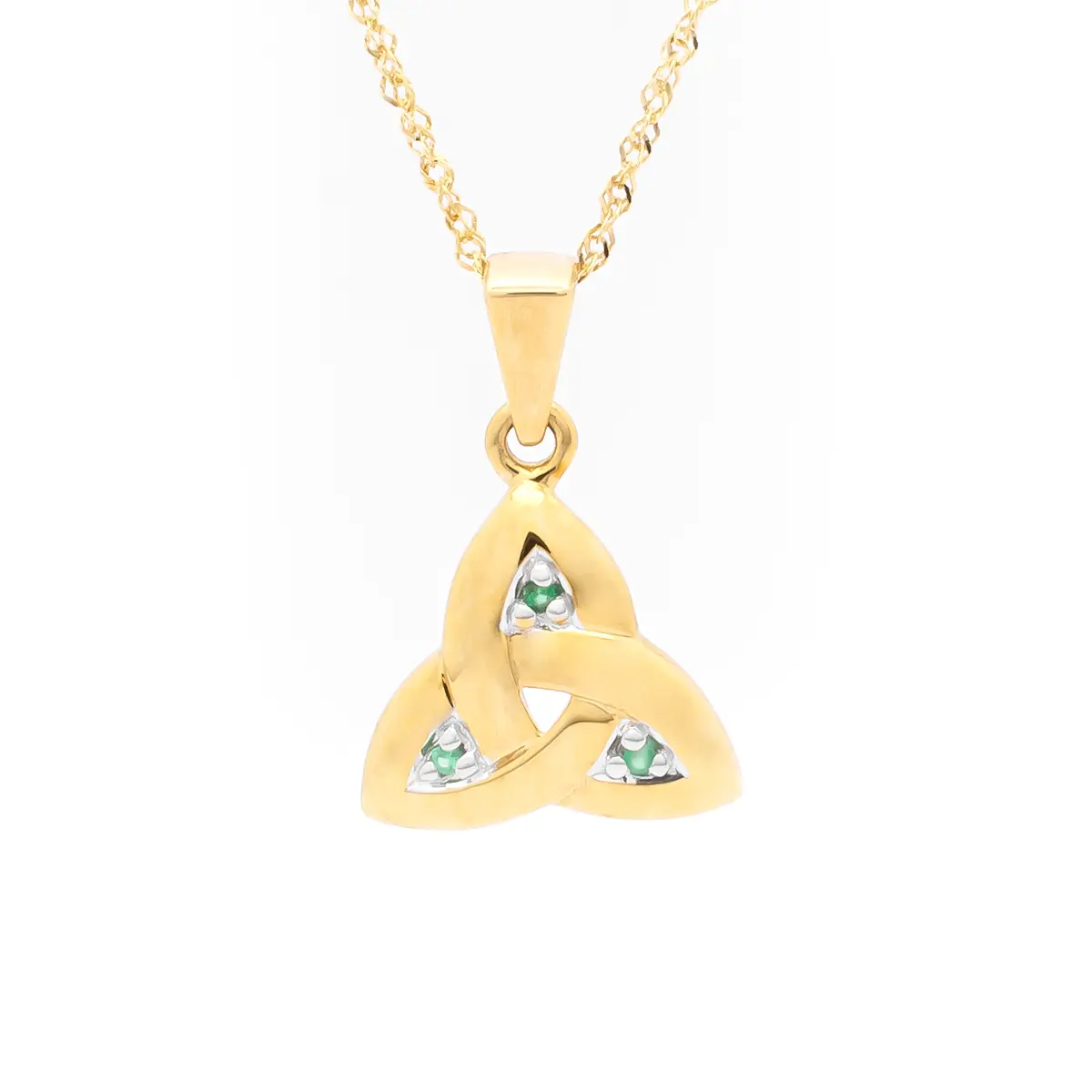 14k Gold Emerald Celtic Trinity Knot Necklace