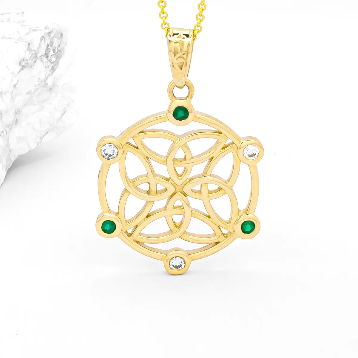 Emerald and Diamond Celtic Gold Pendant...