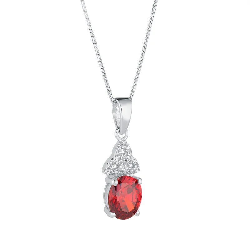 January Birthstone Trinity Knot Necklace in Sterling Silver