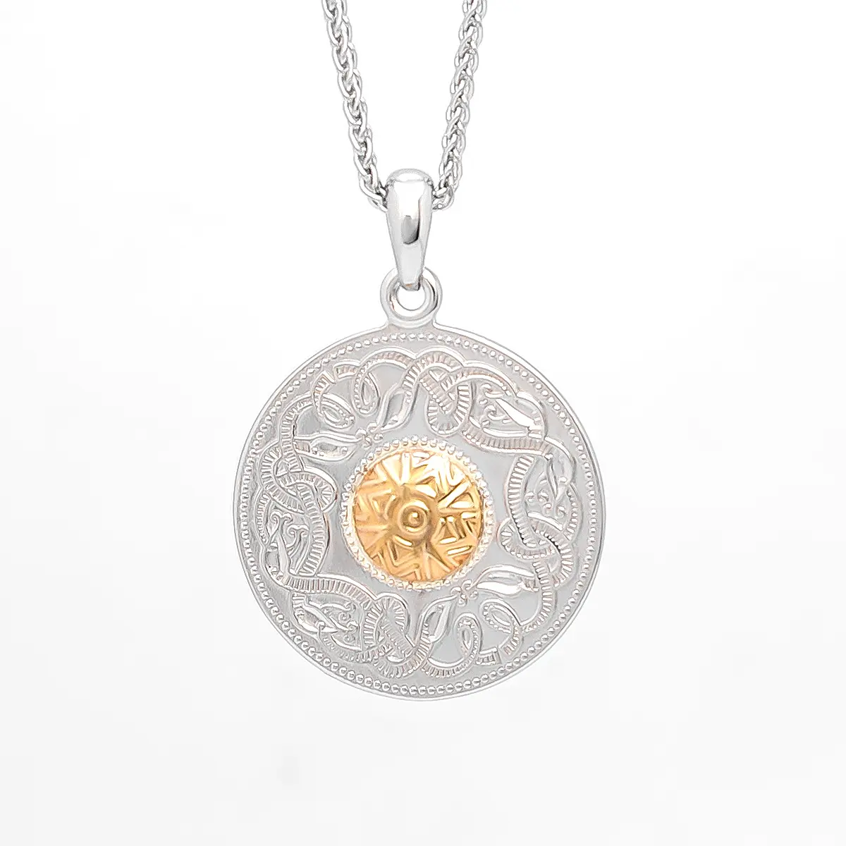 Sterling Silver Celtic Warrior Pendant with Gold Bead