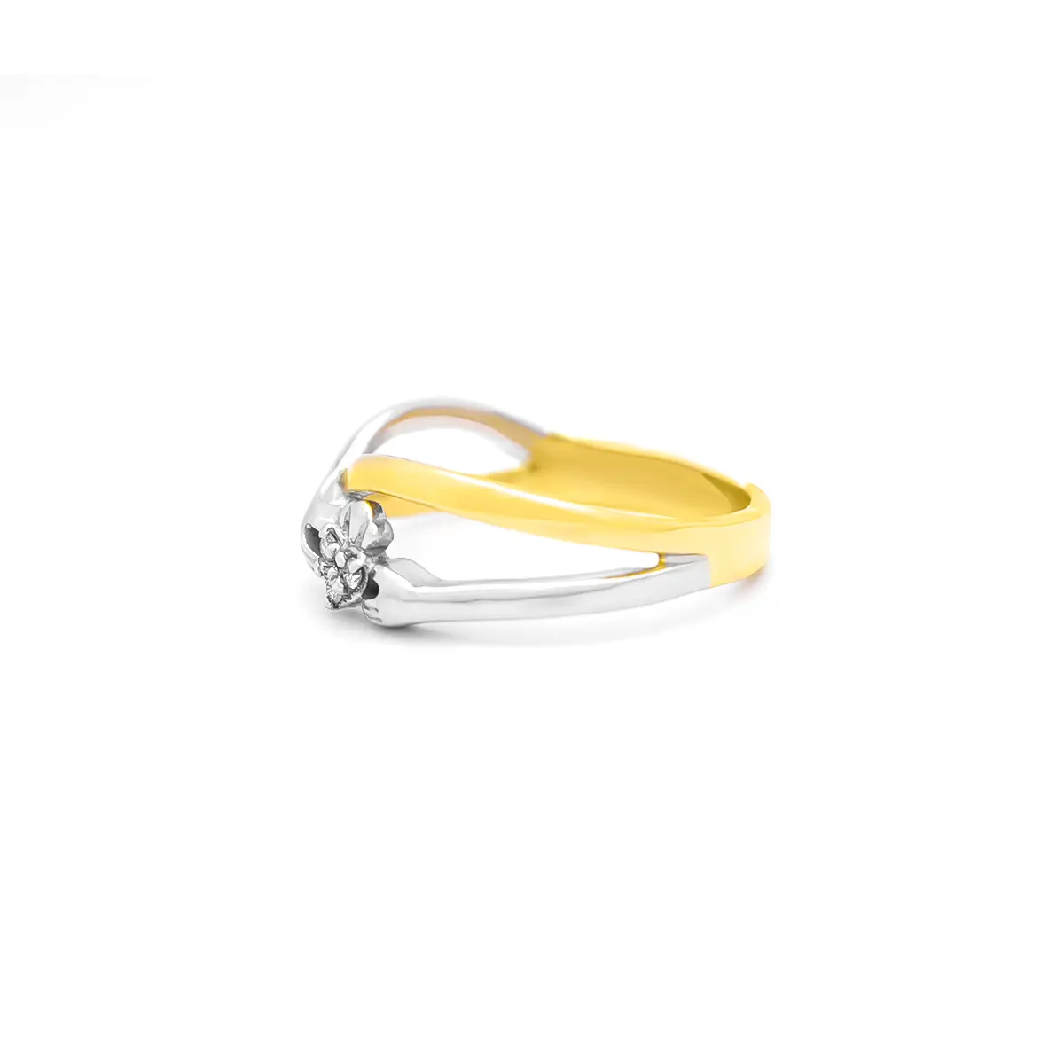 Ladies Two Tone Gold Diamond Claddagh Ring Photo 2 