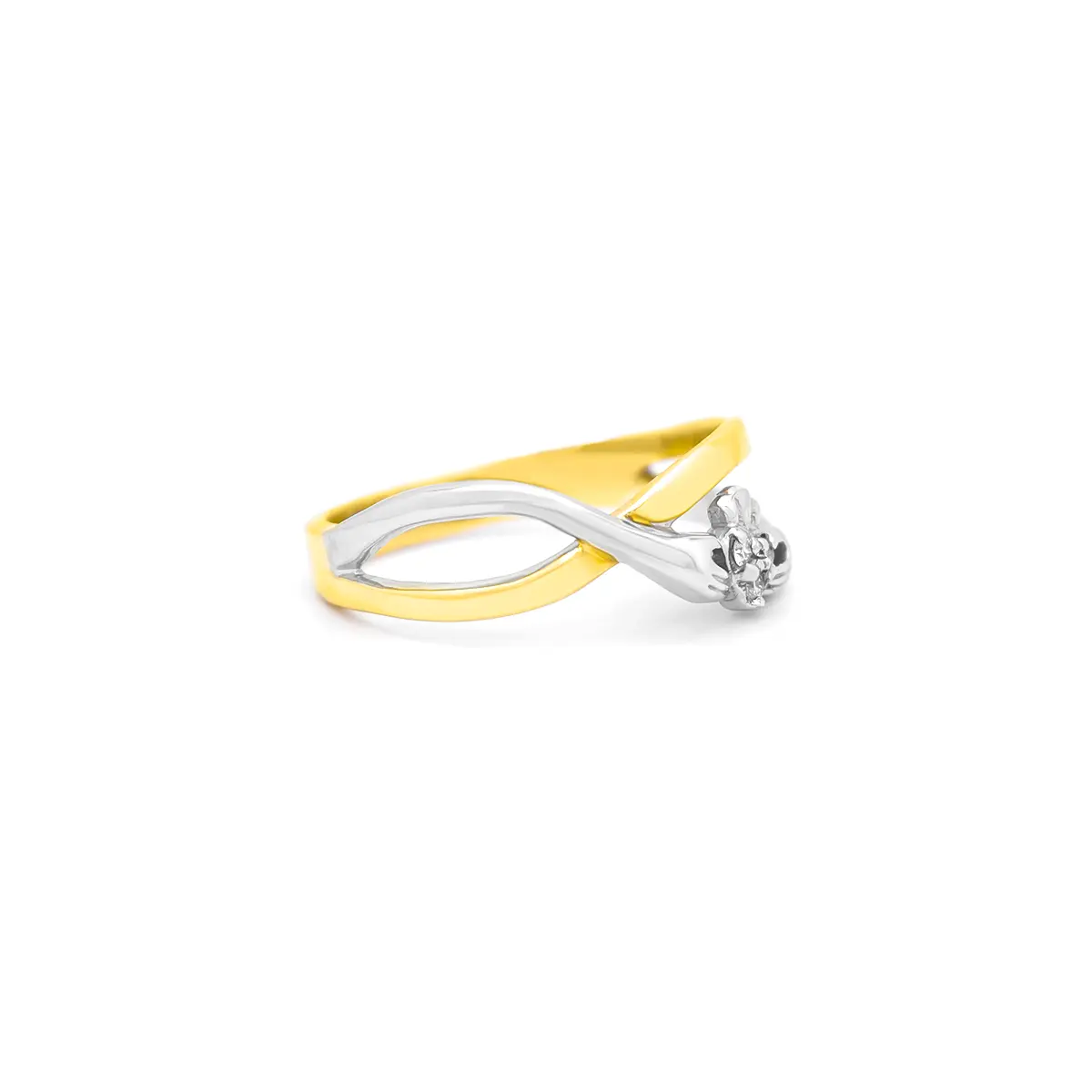 Ladies Two Tone Gold Diamond Claddagh Ring Photo 5 