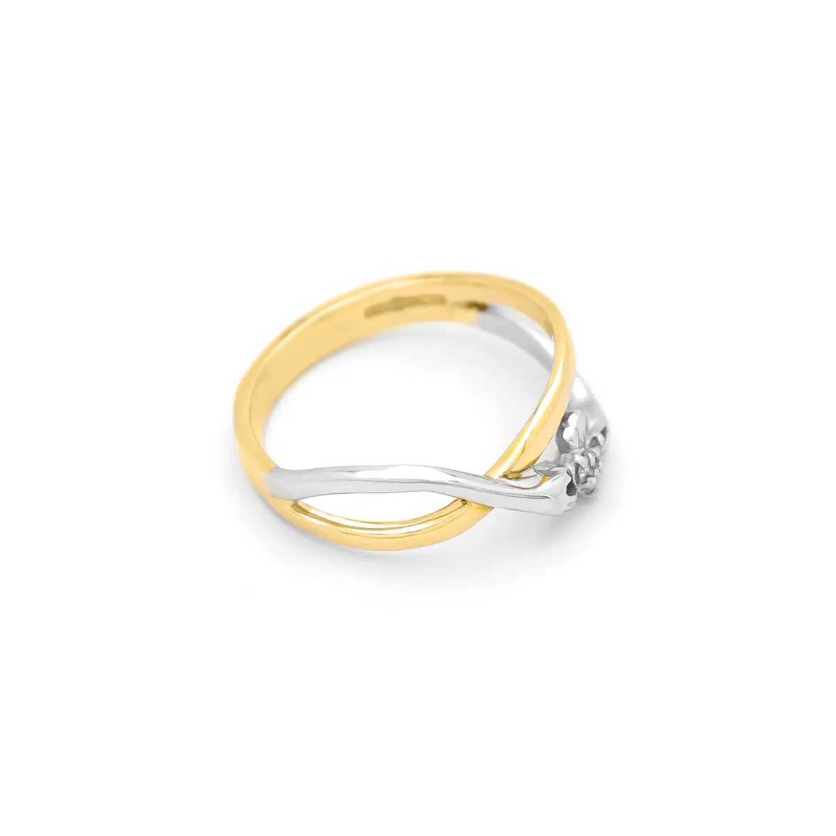 Ladies Two Tone Gold Diamond Claddagh Ring Photo 3 