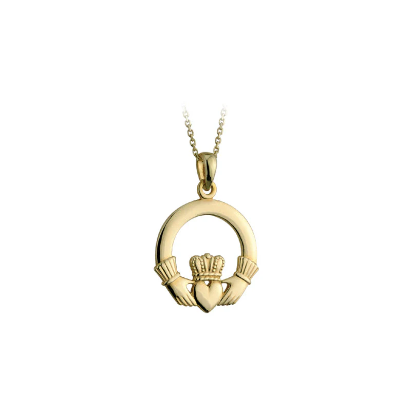 9k Gold Large Irish Claddagh Pendant Photo 2 