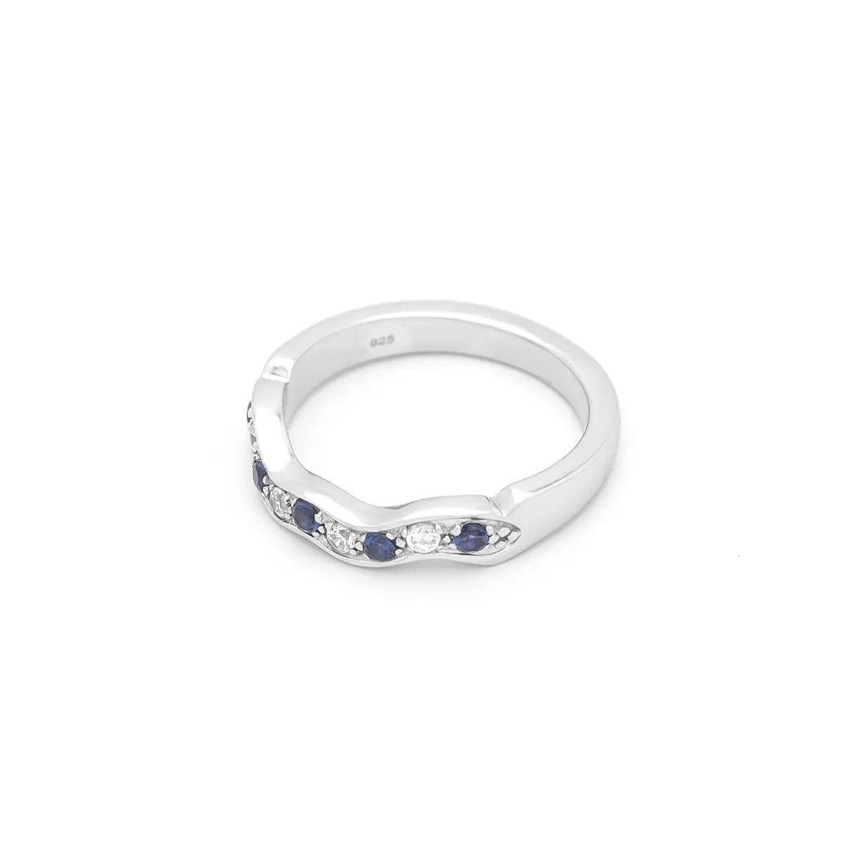 White Gold Sapphire and Diamond Wedding Band Photo 4 