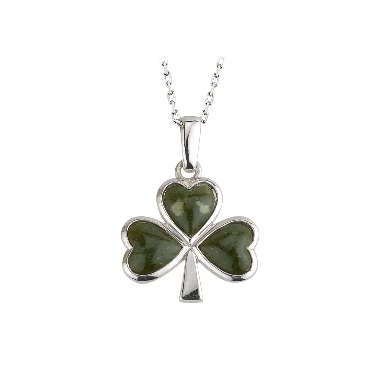 Silver Shamrock Pendant Set with Connemara Marble