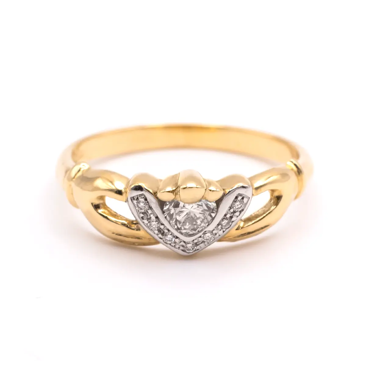 Ladies 14k Gold Claddagh Ring with Diamonds...
