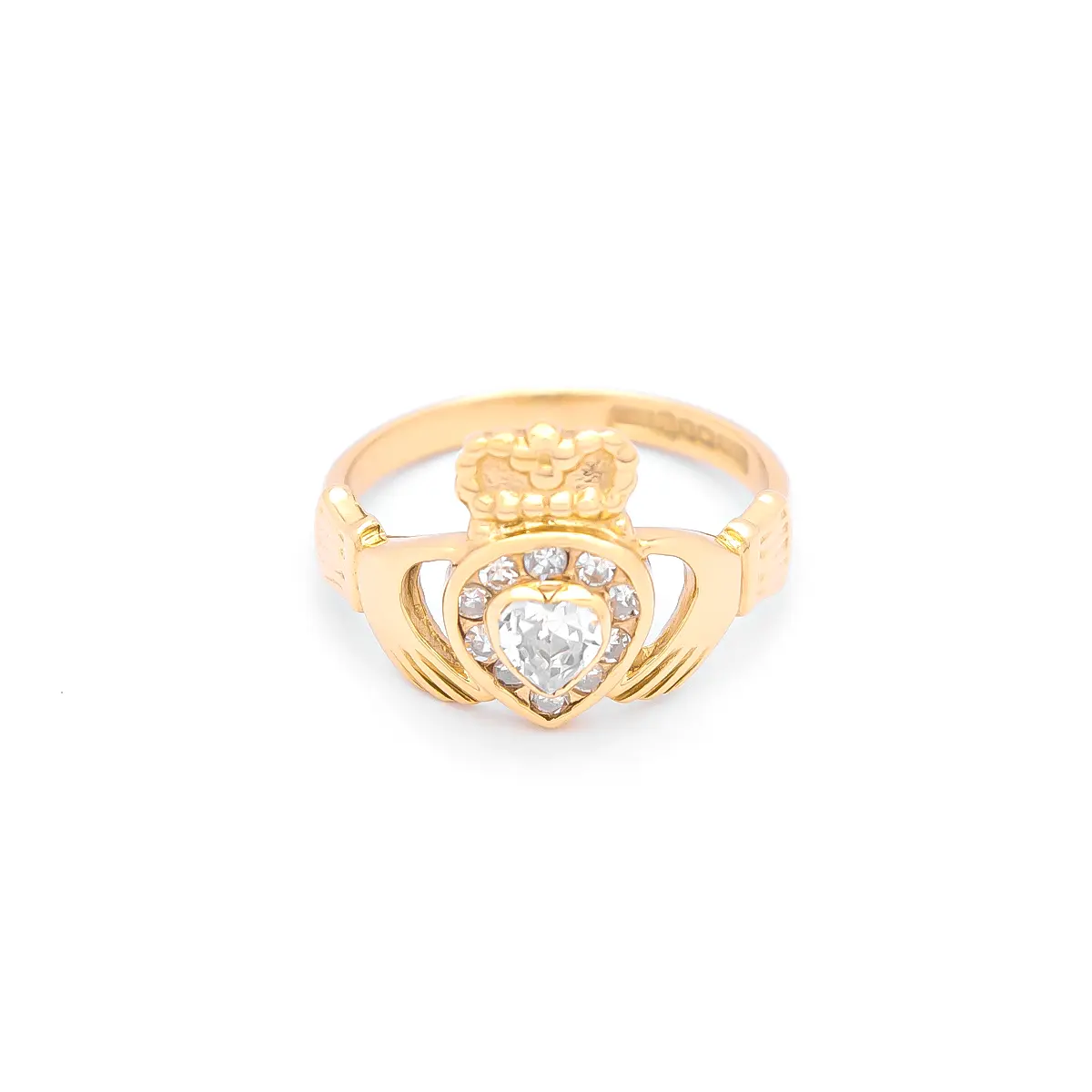 Ladies Diamond Heart Irish Claddagh Ring Photo 4 