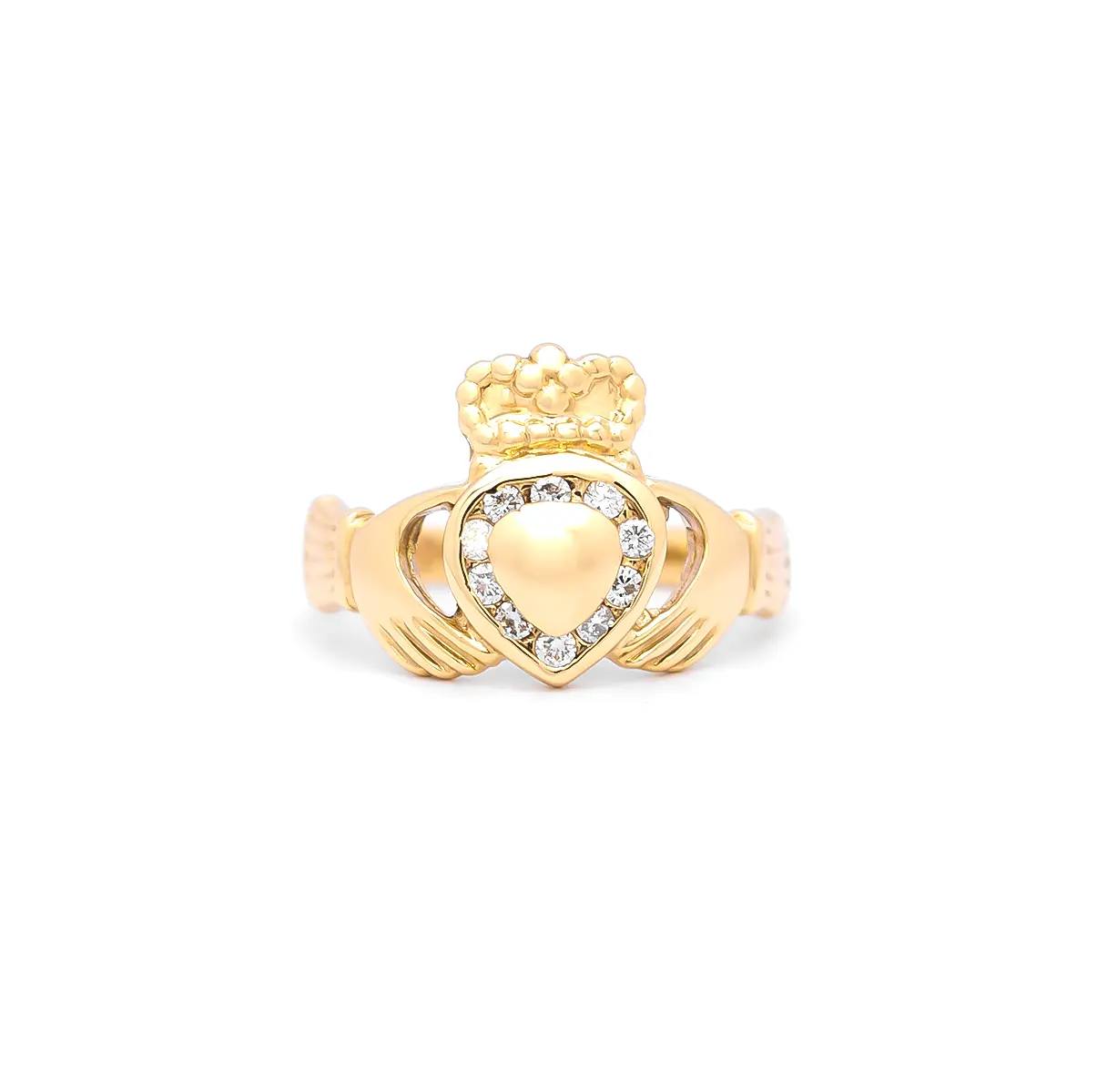 Ladies Gold and Diamond Irish Claddagh Ring