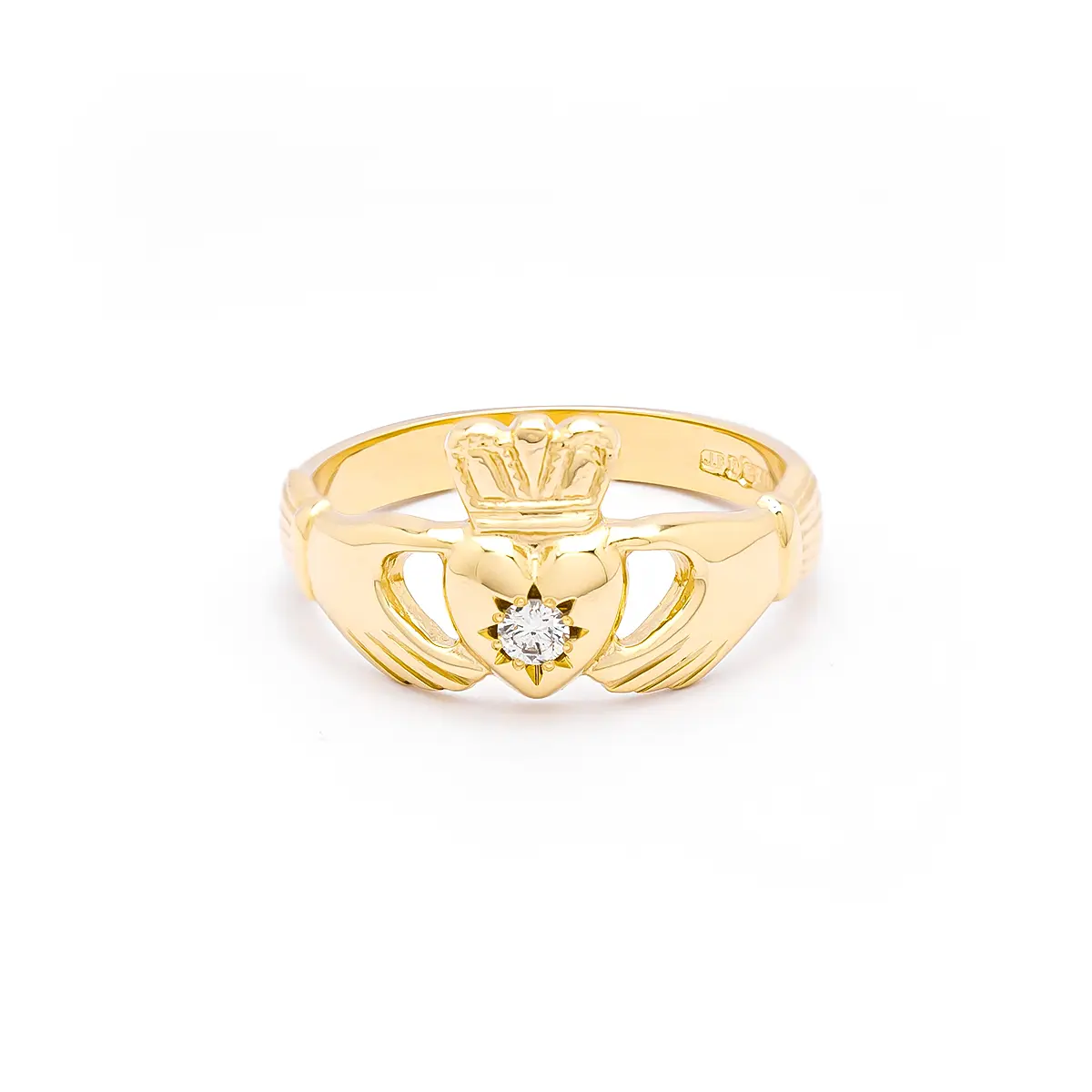 Ladies Gold Diamond Claddagh Ring...