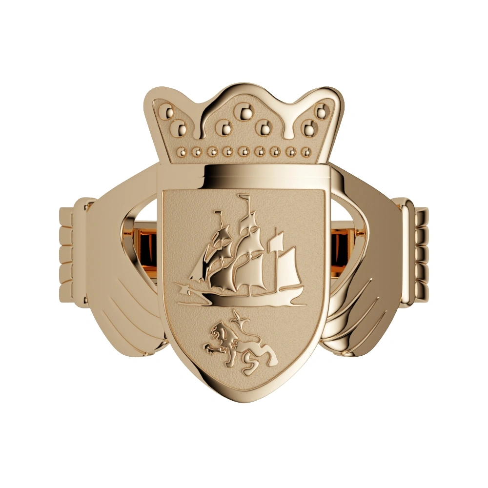 Ladies Gold Claddagh Family Crest Ring Photo 1 