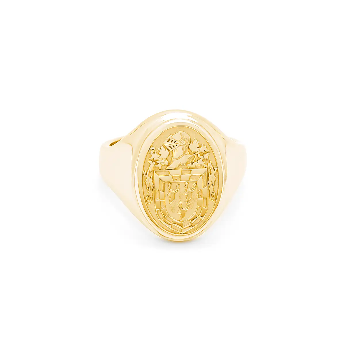 Ladies Gold Oval Family Crest Signet Ring Photo 3 