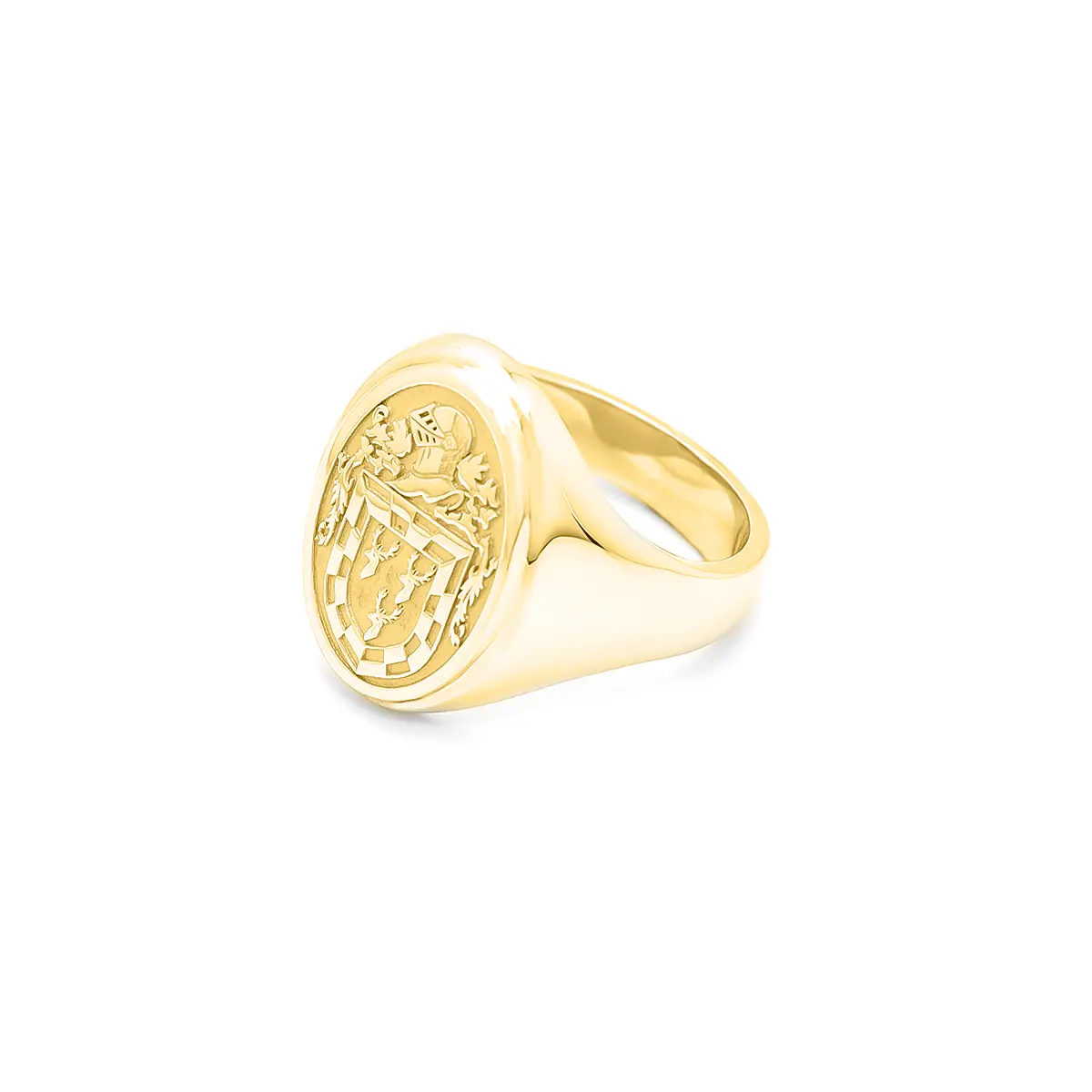 Ladies Gold Oval Family Crest Signet Ring Photo 2 