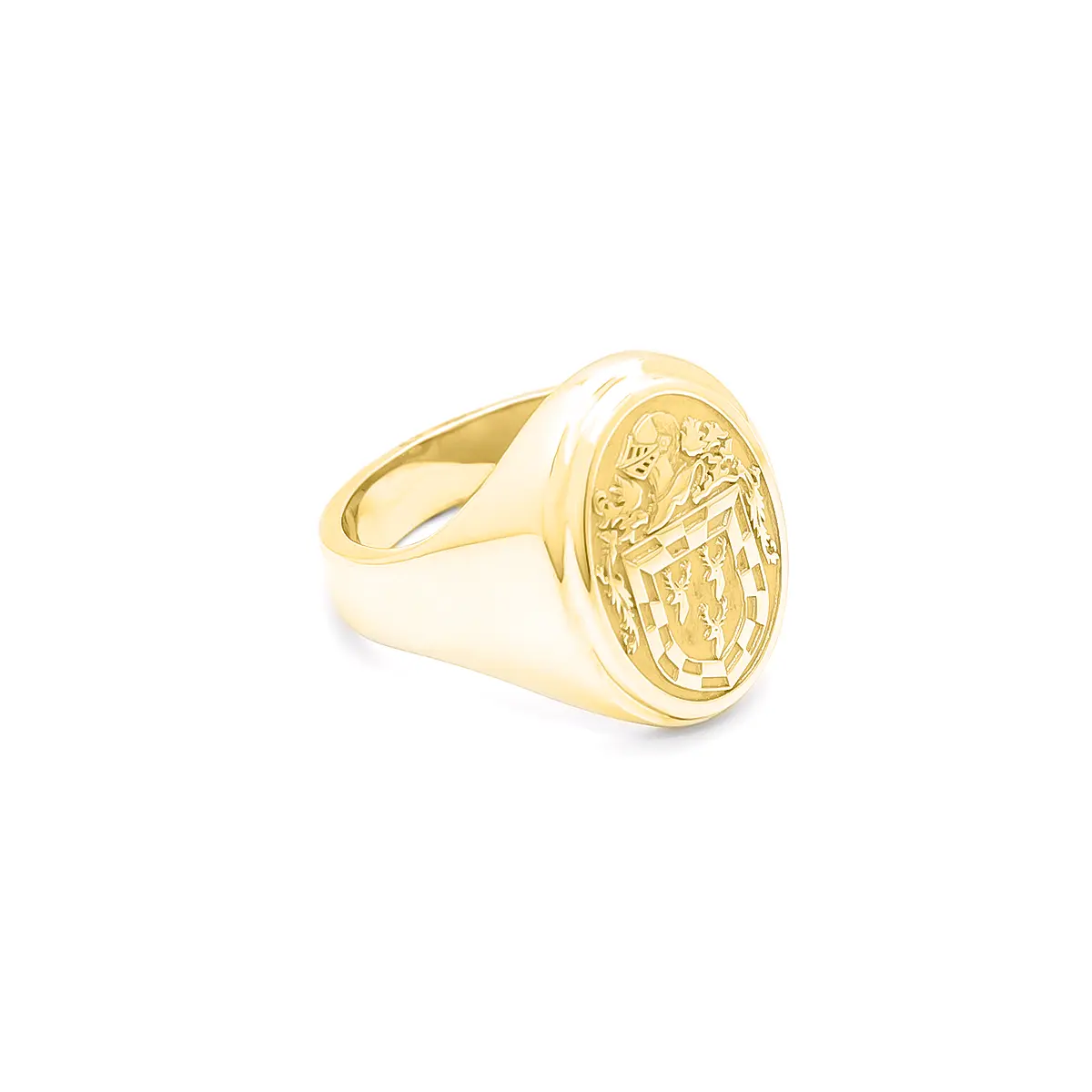 Ladies Gold Oval Family Crest Signet Ring Photo 4 