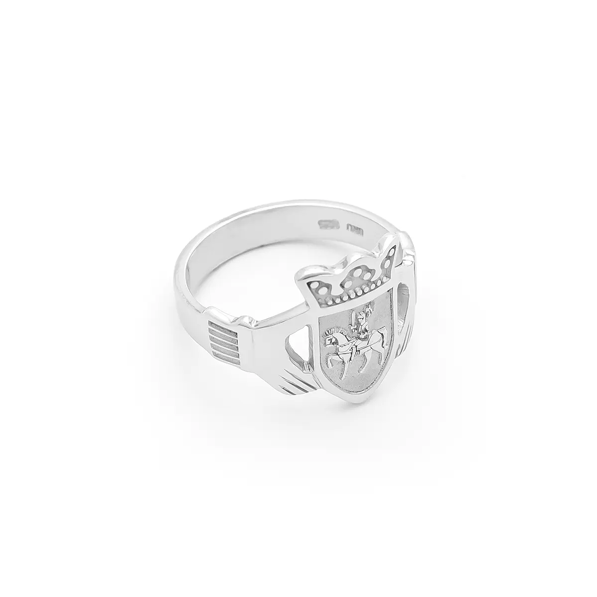 Ladies Silver Claddagh Family Crest Ring Photo 3 