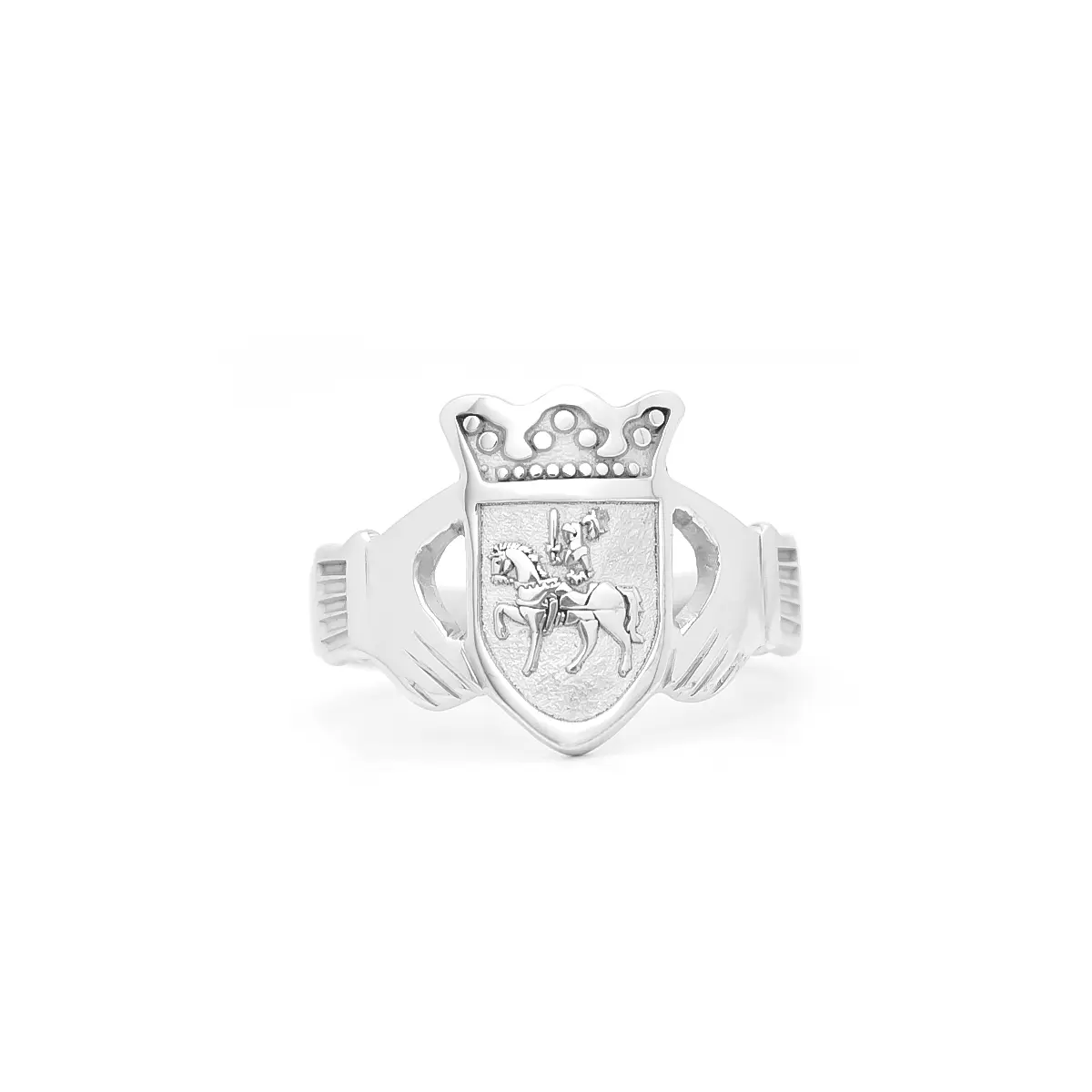 Ladies Silver Claddagh Family Crest Ring Photo 2 