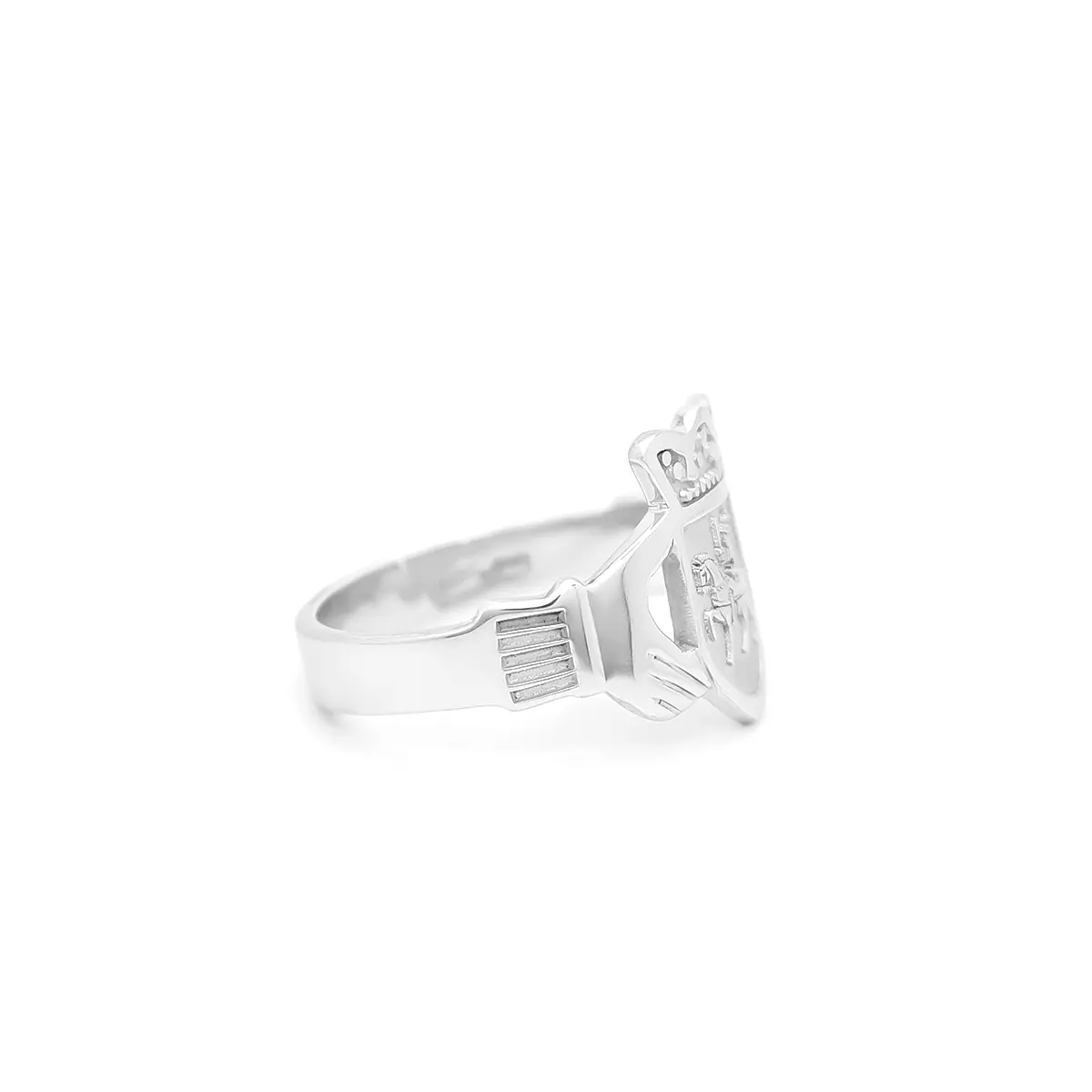 Ladies Silver Claddagh Family Crest Ring Photo 5 