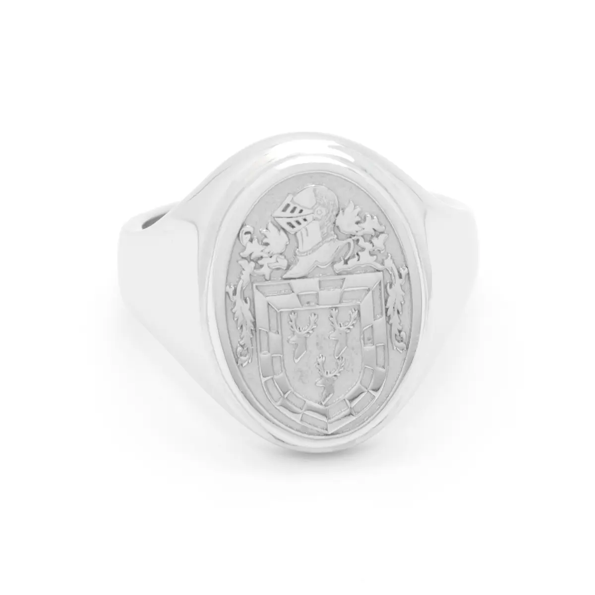 Ladies Silver Oval Family Crest Signet Ring Photo 3 