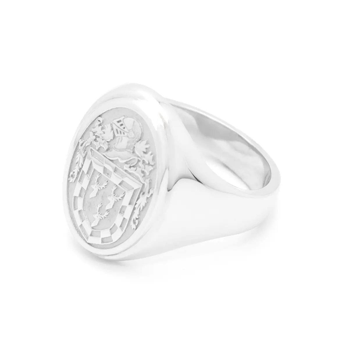 Ladies Silver Oval Family Crest Signet Ring Photo 4 