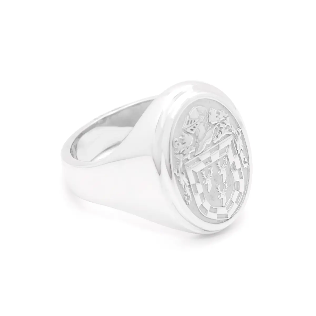 Ladies Silver Oval Family Crest Signet Ring Photo 5 