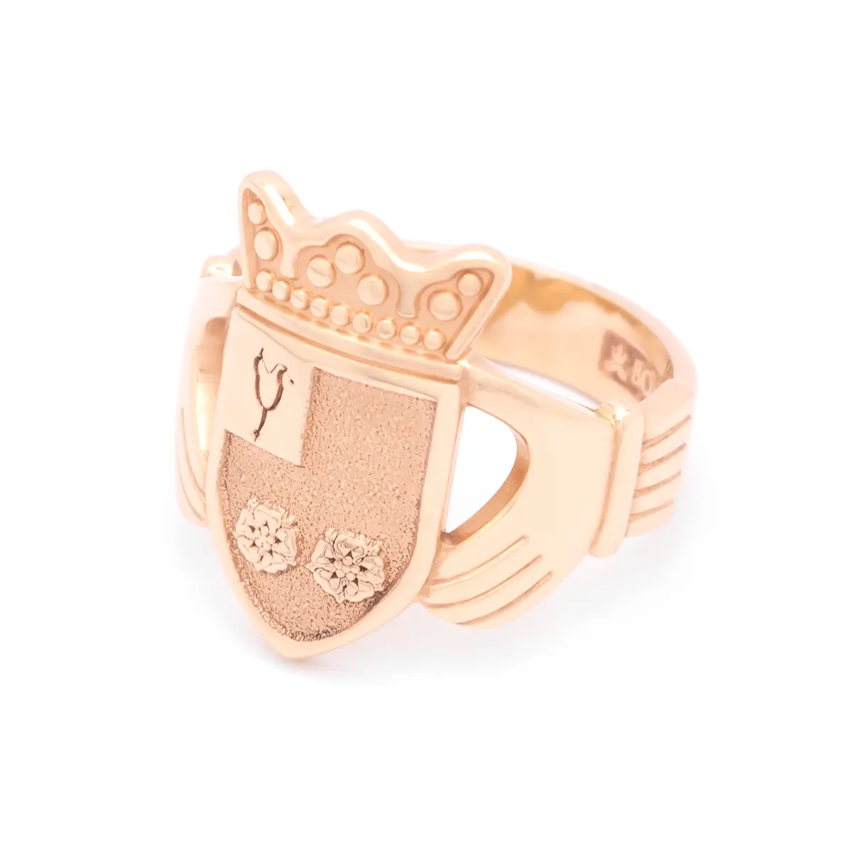 Mens Gold Claddagh Family Crest Ring Photo 5 