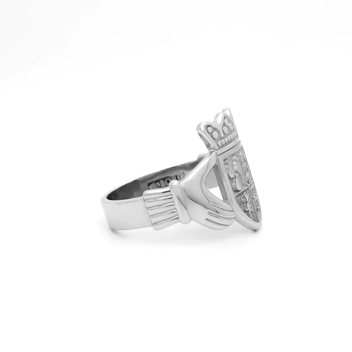 Mens Silver Claddagh Family Crest Ring Photo 3 