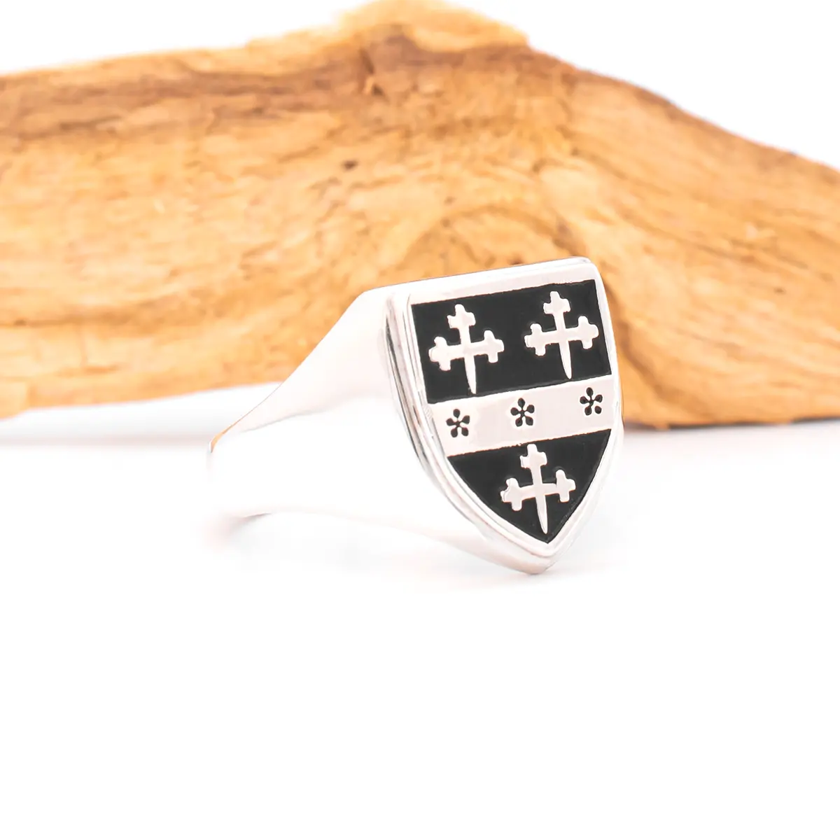 Oxidized Silver Shield Family Crest Ring...