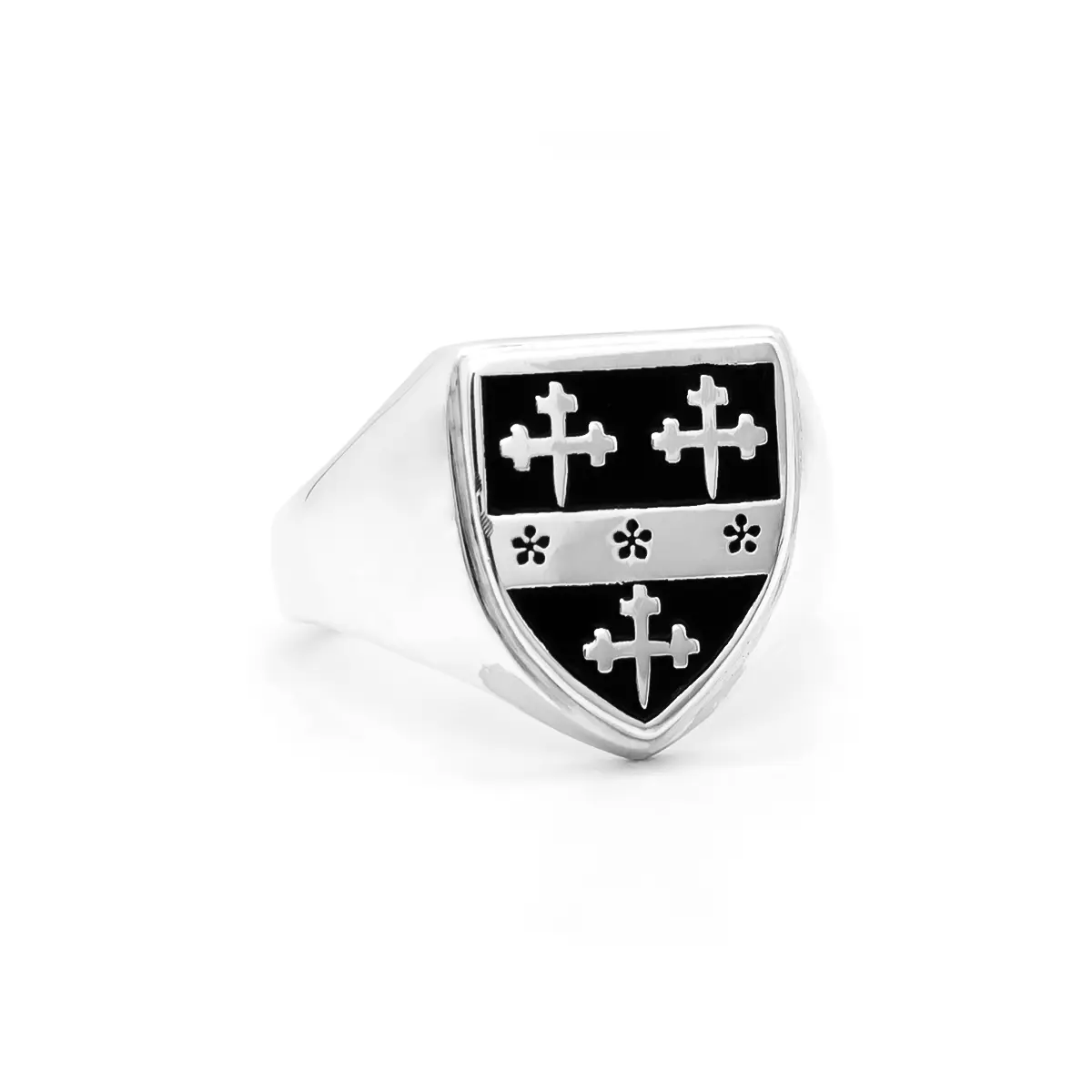 Oxidized Silver Shield Family Crest Ring Photo 3 