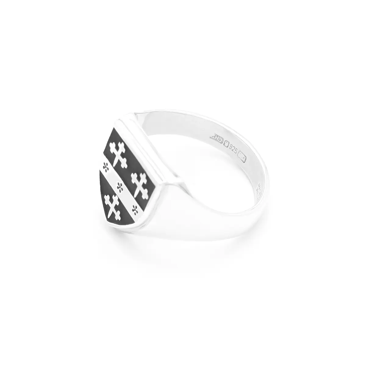 Oxidized Silver Shield Family Crest Ring Photo 3 