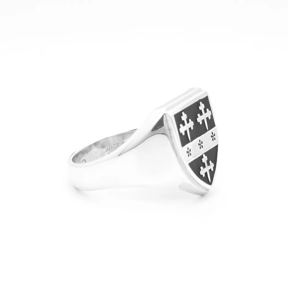 Oxidized Silver Shield Family Crest Ring Photo 4 