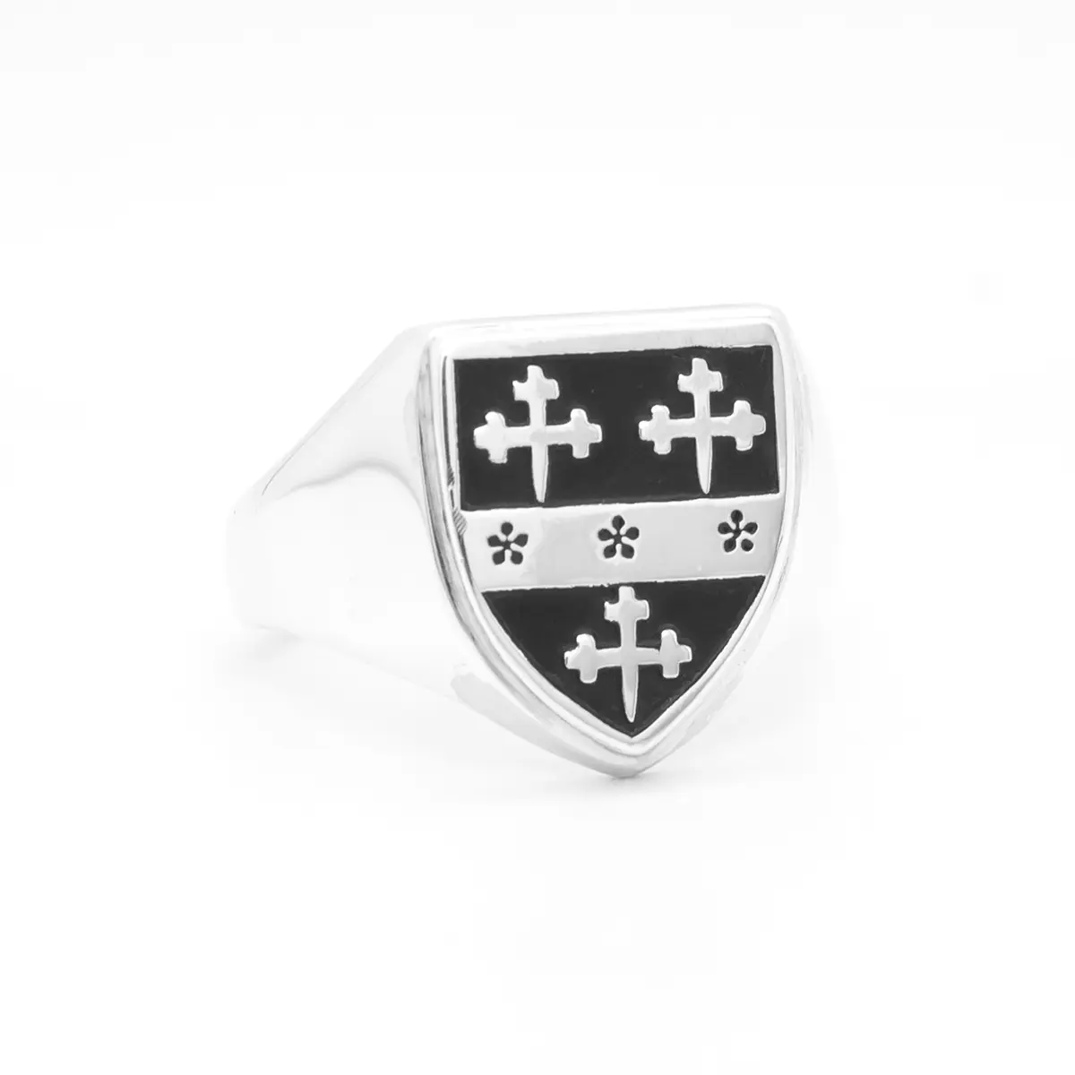 Oxidized Silver Shield Family Crest Ring Photo 5 