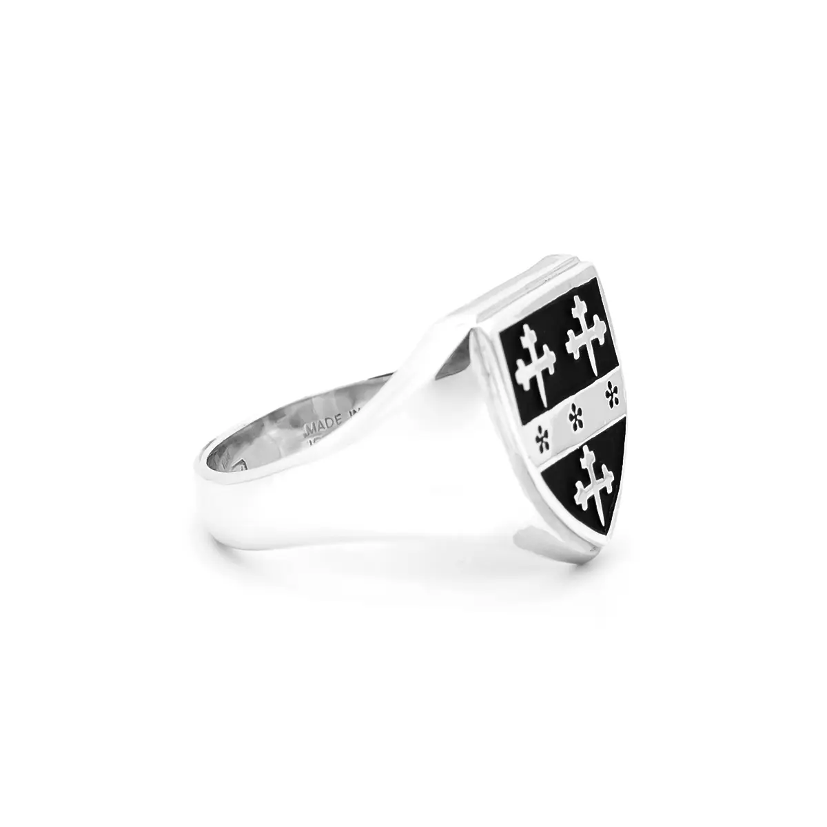 Oxidized Silver Shield Family Crest Ring Photo 5 