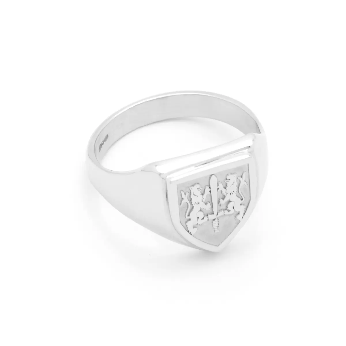 Sterling Silver Shield Family Crest Ring Photo 3 