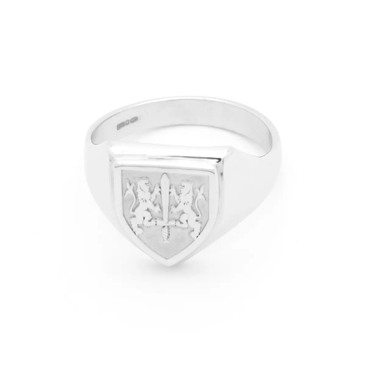 Sterling Silver Shield Family Crest Ring Photo 1 